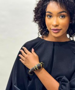 Brown Inner Gold Rivet Resin Bracelet