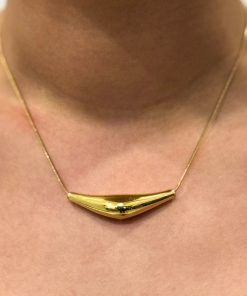 Gold Plated Curve Pendant Necklace
